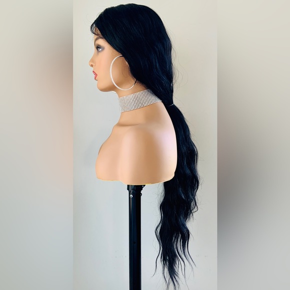 Long Black Loose Wave Premium Fiber Lace Front Wig for Daily Wear/Cosplay/Events - Picture 6 of 12